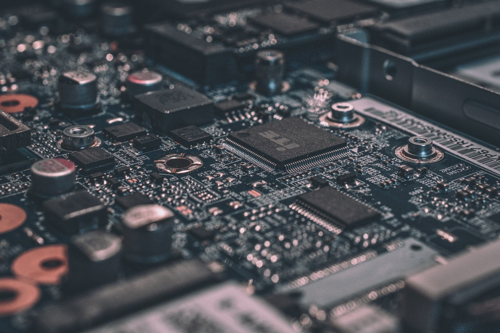 Close detail of circuit board components and traces